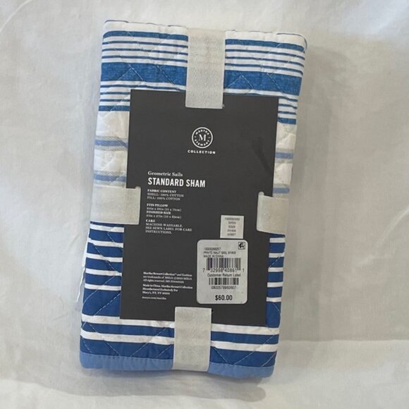 Martha Stewart Standard Pillow Sham Geometric Sails New w/tags - Picture 2 of 3